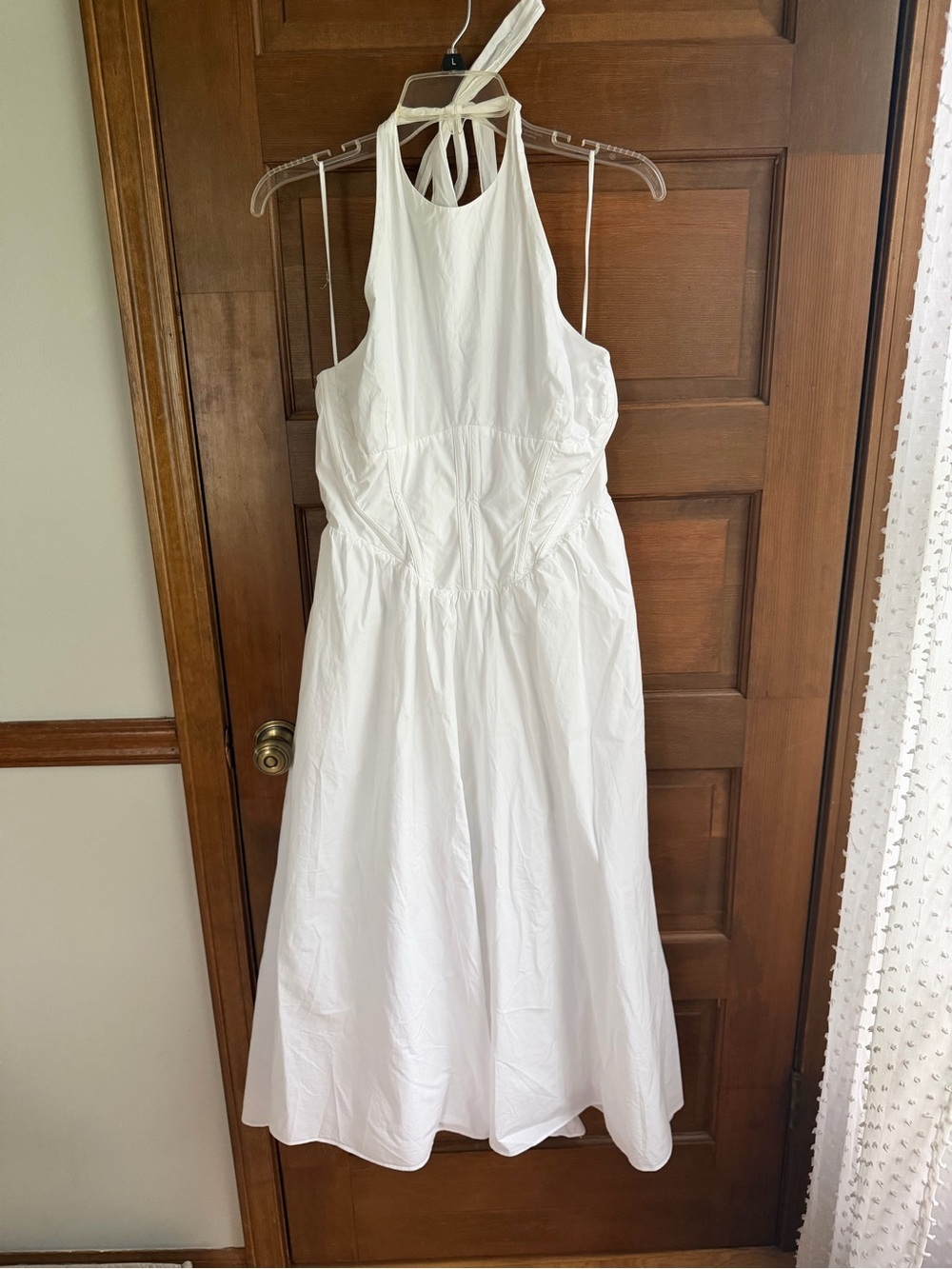BARDOT WHITE HALTER MIDI DRESS - Picture 2 of 7